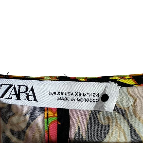 Zara Mini Dress Womens XS Multicolor Open Back Paisley Floral 70s Psychedelic - Picture 8 of 11